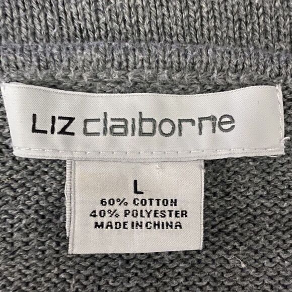Liz Claiborne SweaterGray Blue Chevron Striped Cotton Blend - Picture 12 of 12